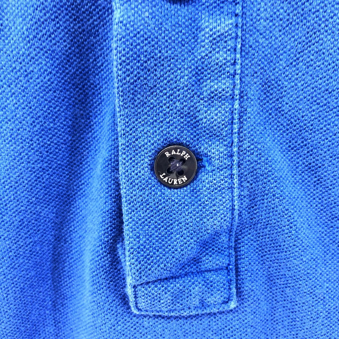 Ralph Lauren POLO RALPH LAUREN CUSTOM SLIM FIT short sleeve polo shirt, men's size L cotton blue type Vintage Second Hand