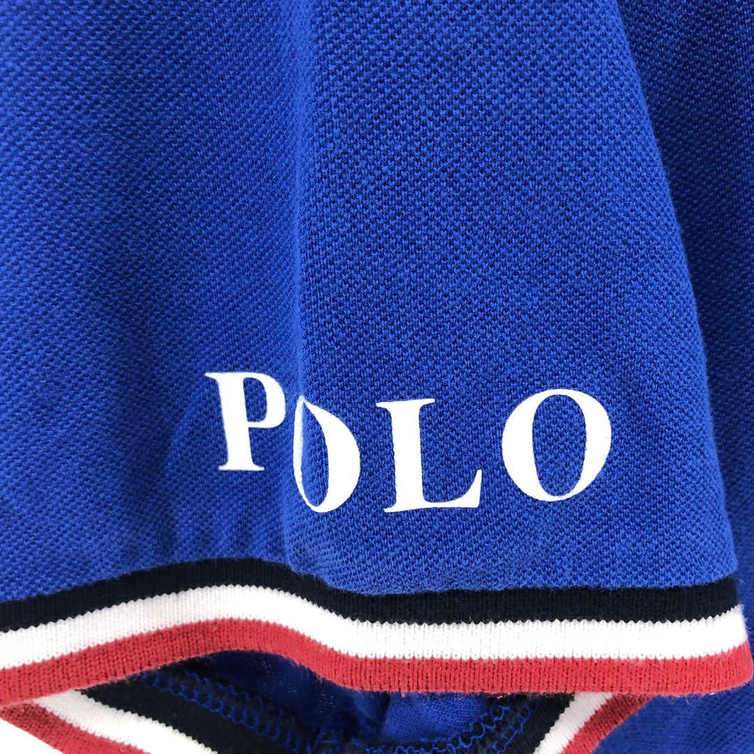Ralph Lauren POLO RALPH LAUREN CUSTOM SLIM FIT short sleeve polo shirt, men's size L cotton blue type Vintage Second Hand