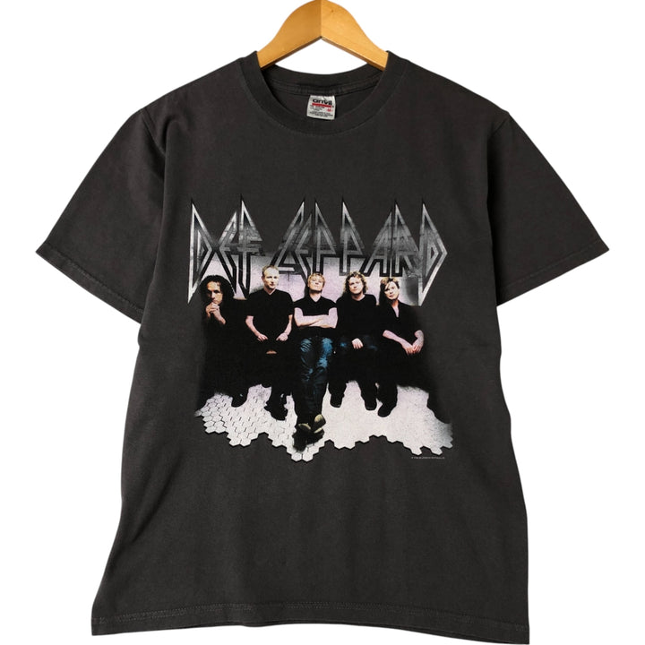 Anvil DEF LEPPARD Band T-Shirt, Made in USA, Men's M Size cotton gray type Vintage Second Hand