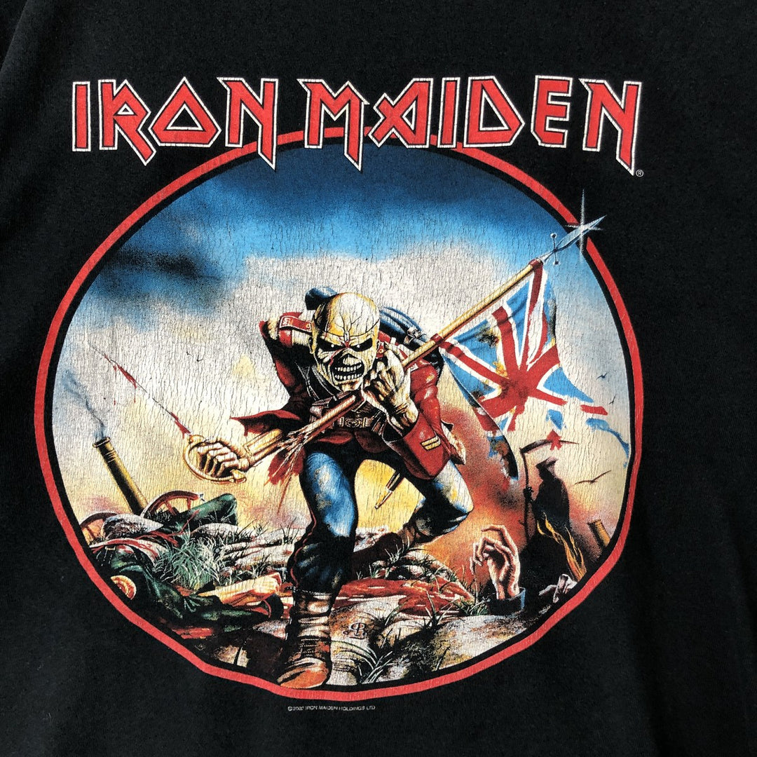 IRON MAIDEN Iron Maiden Band T-shirt Band T Men's L size cotton black type Vintage Second Hand