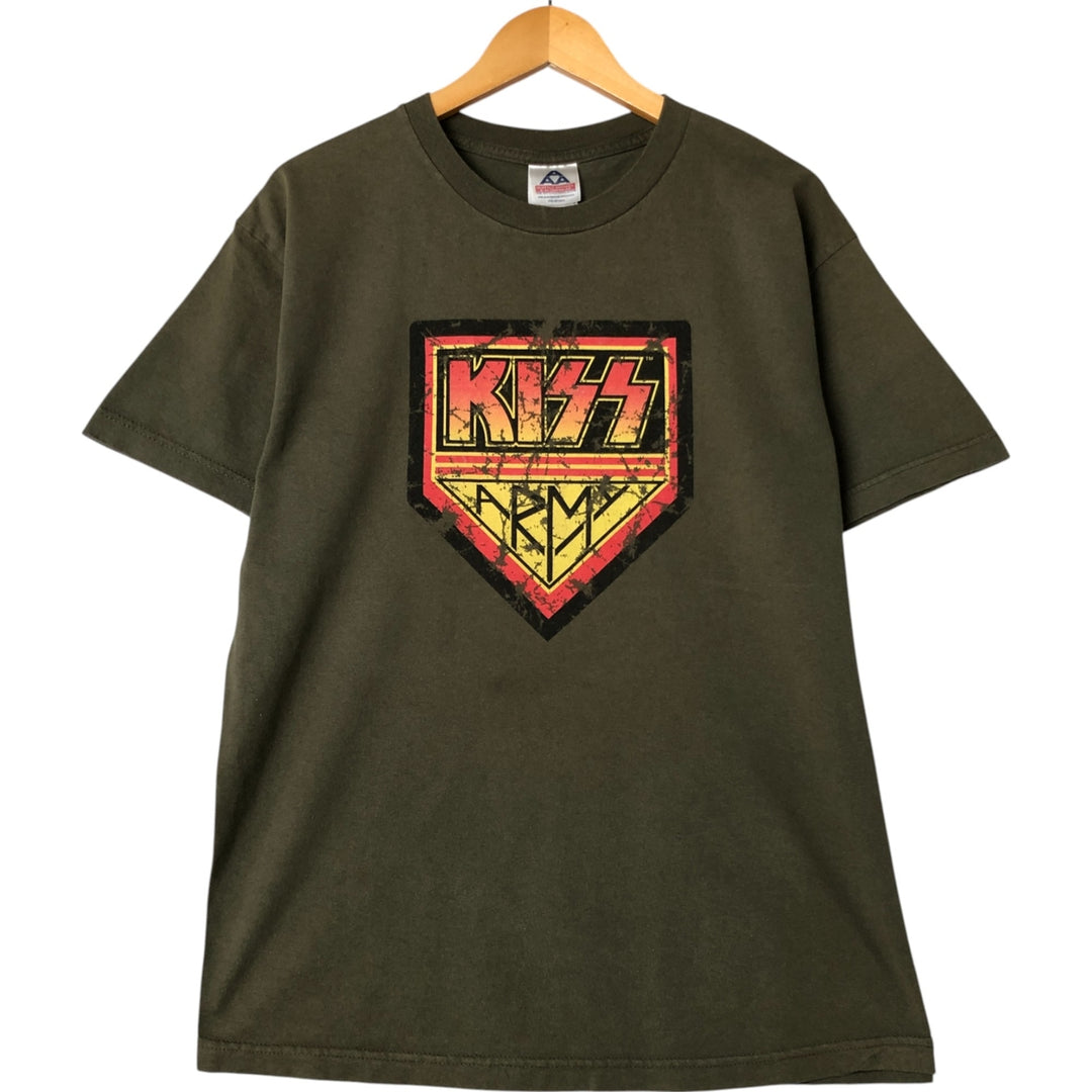 ALSTYLE KISS Band T-shirt, Made in USA, Men's L size cotton Khaki type sage green Vintage Second Hand
