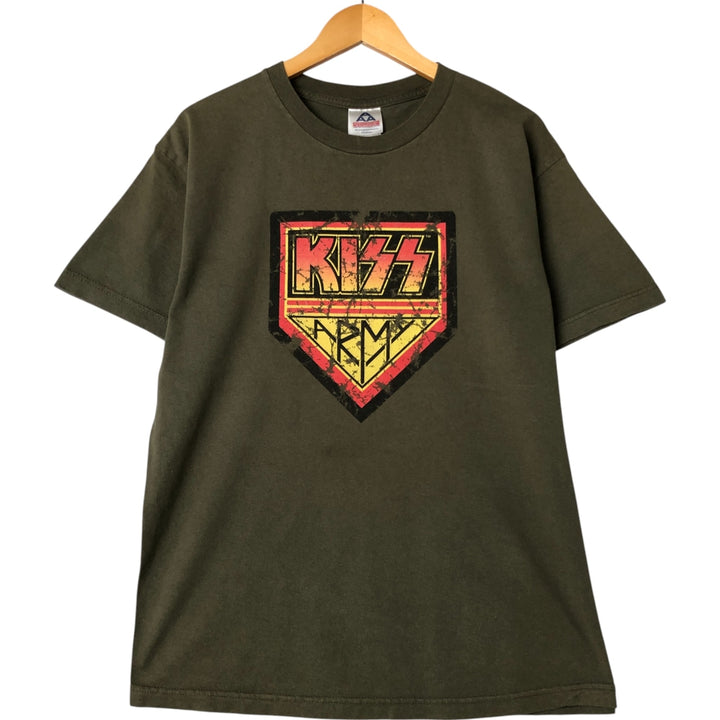 ALSTYLE KISS Band T-shirt, Made in USA, Men's L size cotton Khaki type sage green Vintage Second Hand