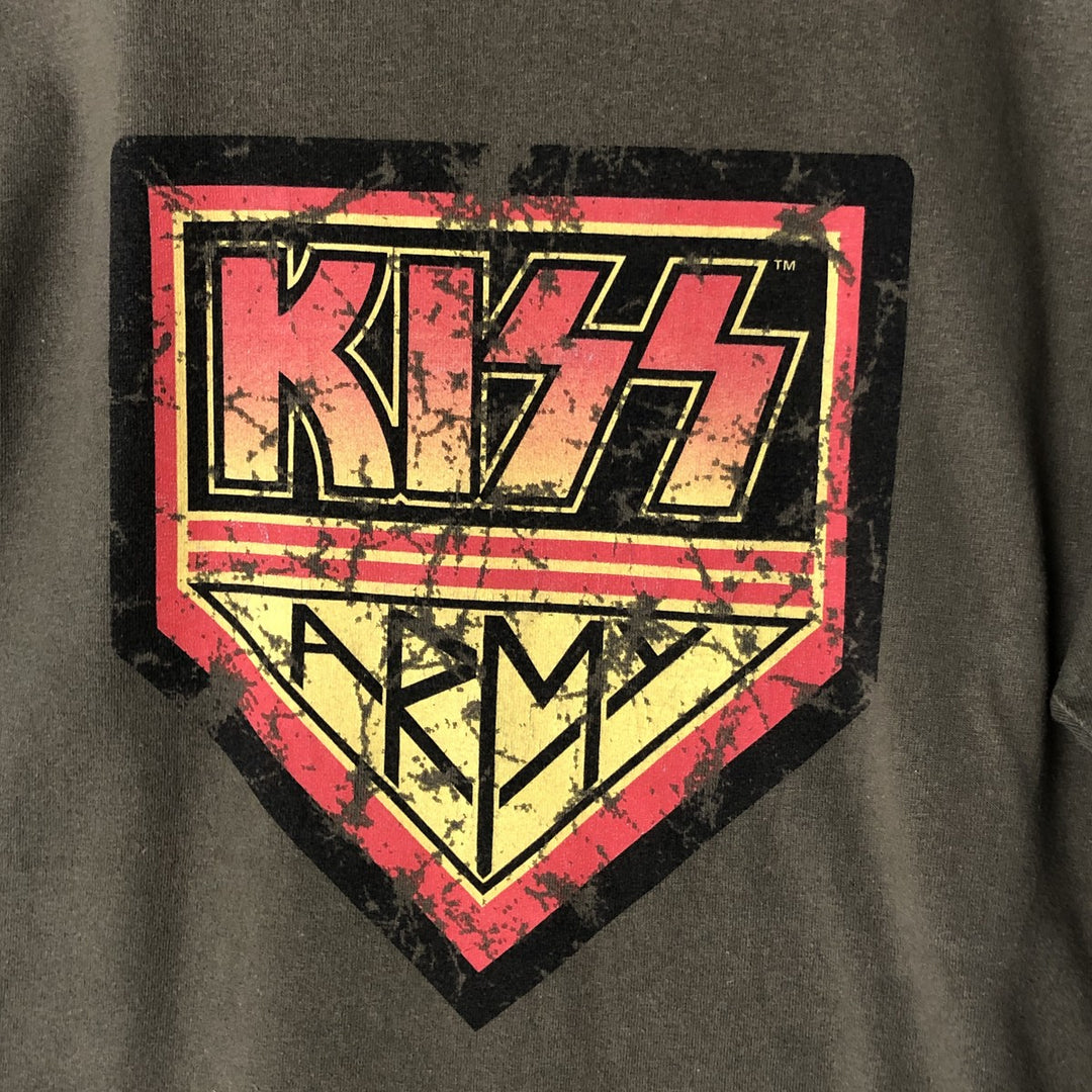 ALSTYLE KISS Band T-shirt, Made in USA, Men's L size cotton Khaki type sage green Vintage Second Hand
