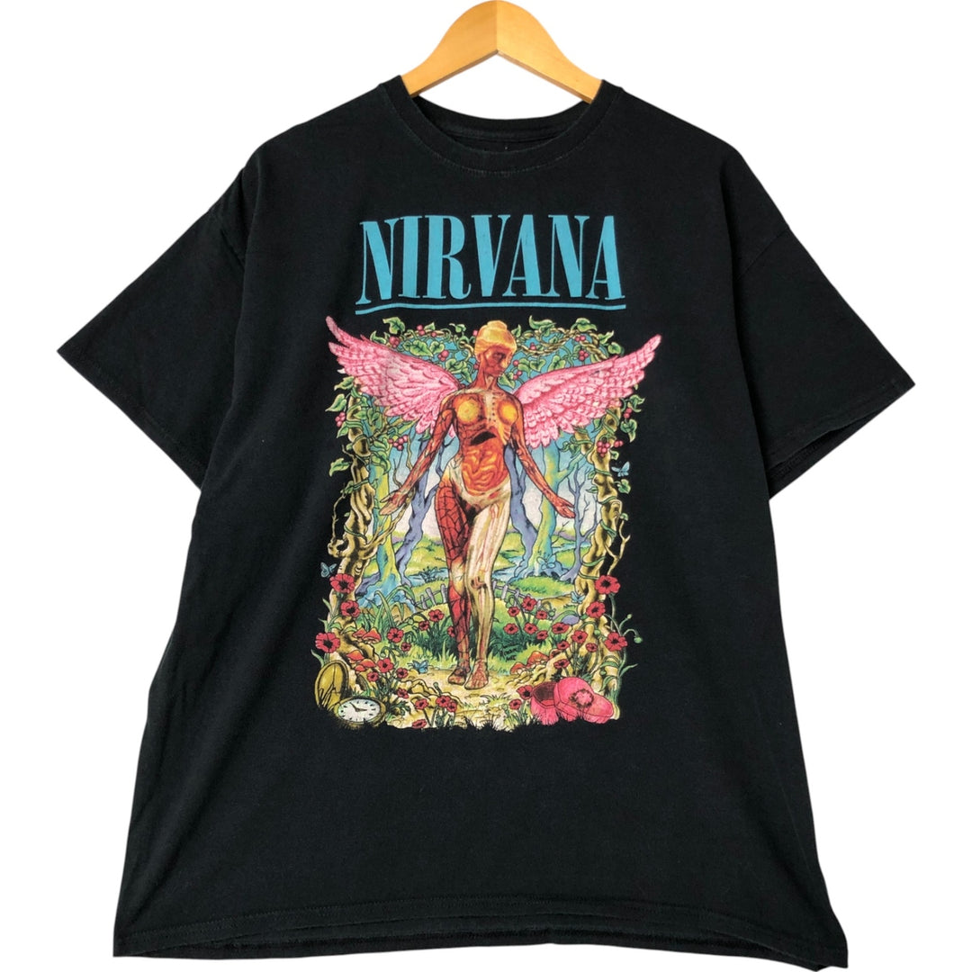 NIRVANA Nirvana Band T-shirt, Band T, Men's XL size cotton black type Vintage Second Hand