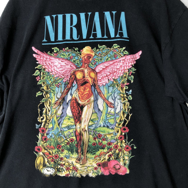 NIRVANA Nirvana Band T-shirt, Band T, Men's XL size cotton black type Vintage Second Hand