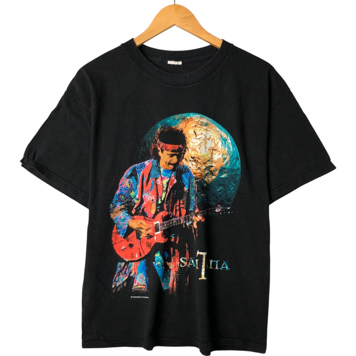 ~00'S SANTANA Band T-shirt, Men's M size unclear black type Vintage Second Hand