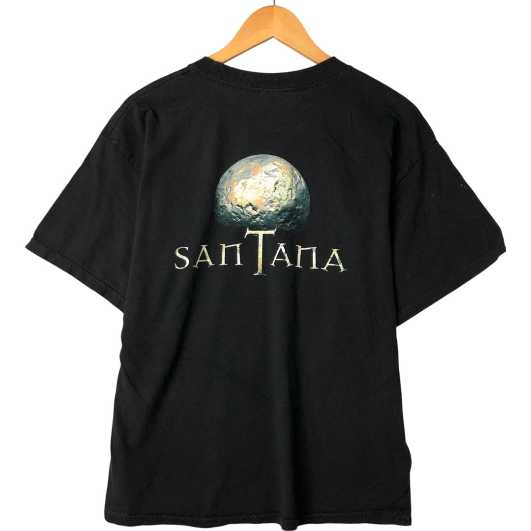 ~00'S SANTANA Band T-shirt, Men's M size unclear black type Vintage Second Hand