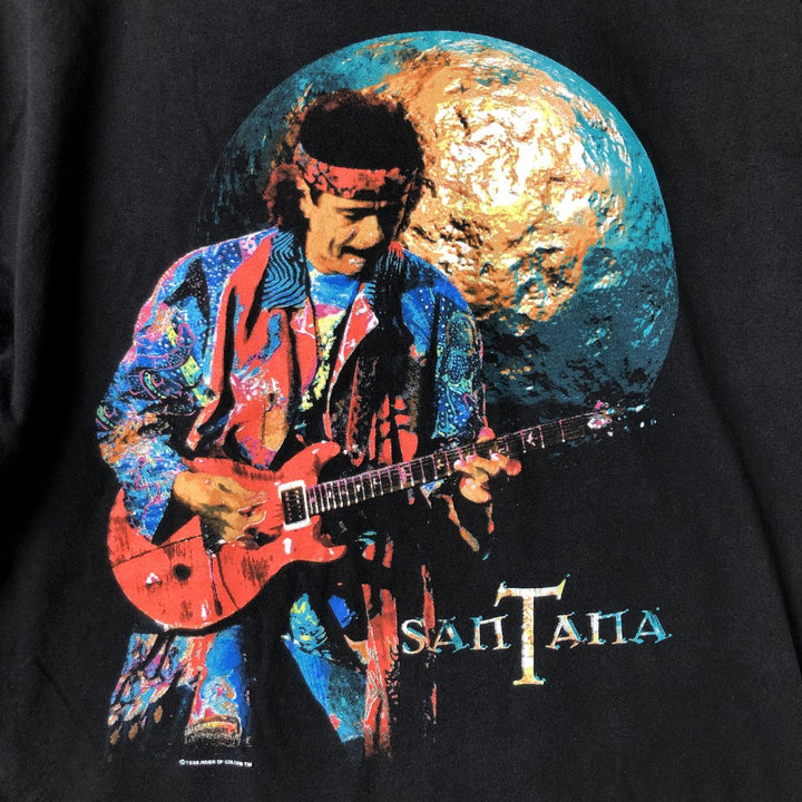 ~00'S SANTANA Band T-shirt, Men's M size unclear black type Vintage Second Hand