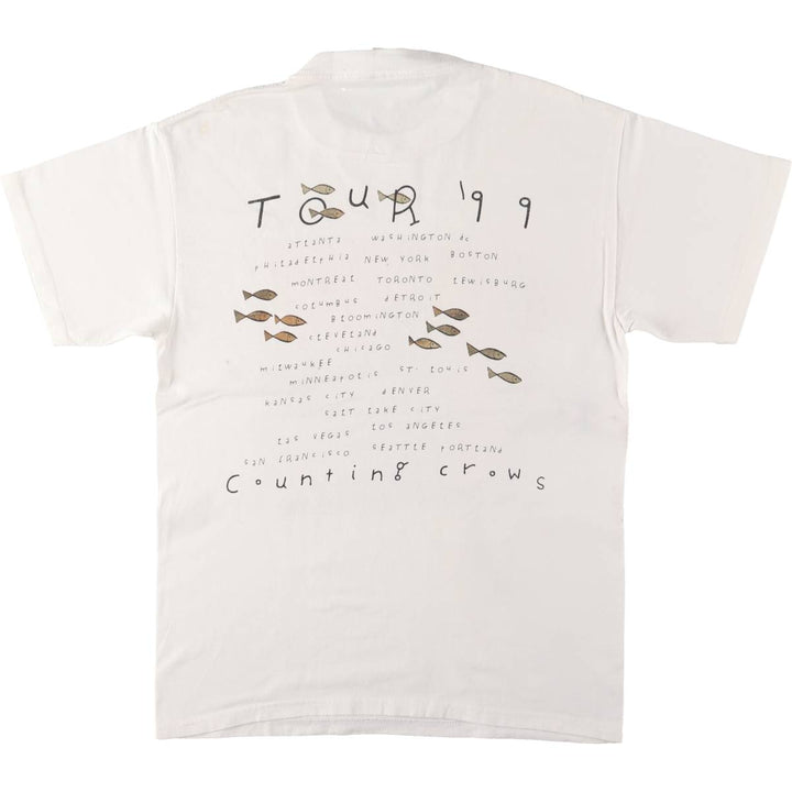 90'S Tartex Counting Crows Band T-shirt, Band Tee, Men's M size, Vintage cotton white type Vintage Second Hand
