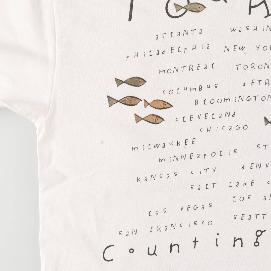 90'S Tartex Counting Crows Band T-shirt, Band Tee, Men's M size, Vintage cotton white type Vintage Second Hand