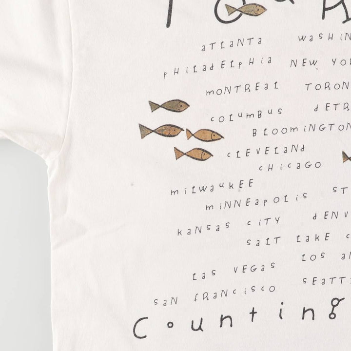 90'S Tartex Counting Crows Band T-shirt, Band Tee, Men's M size, Vintage cotton white type Vintage Second Hand