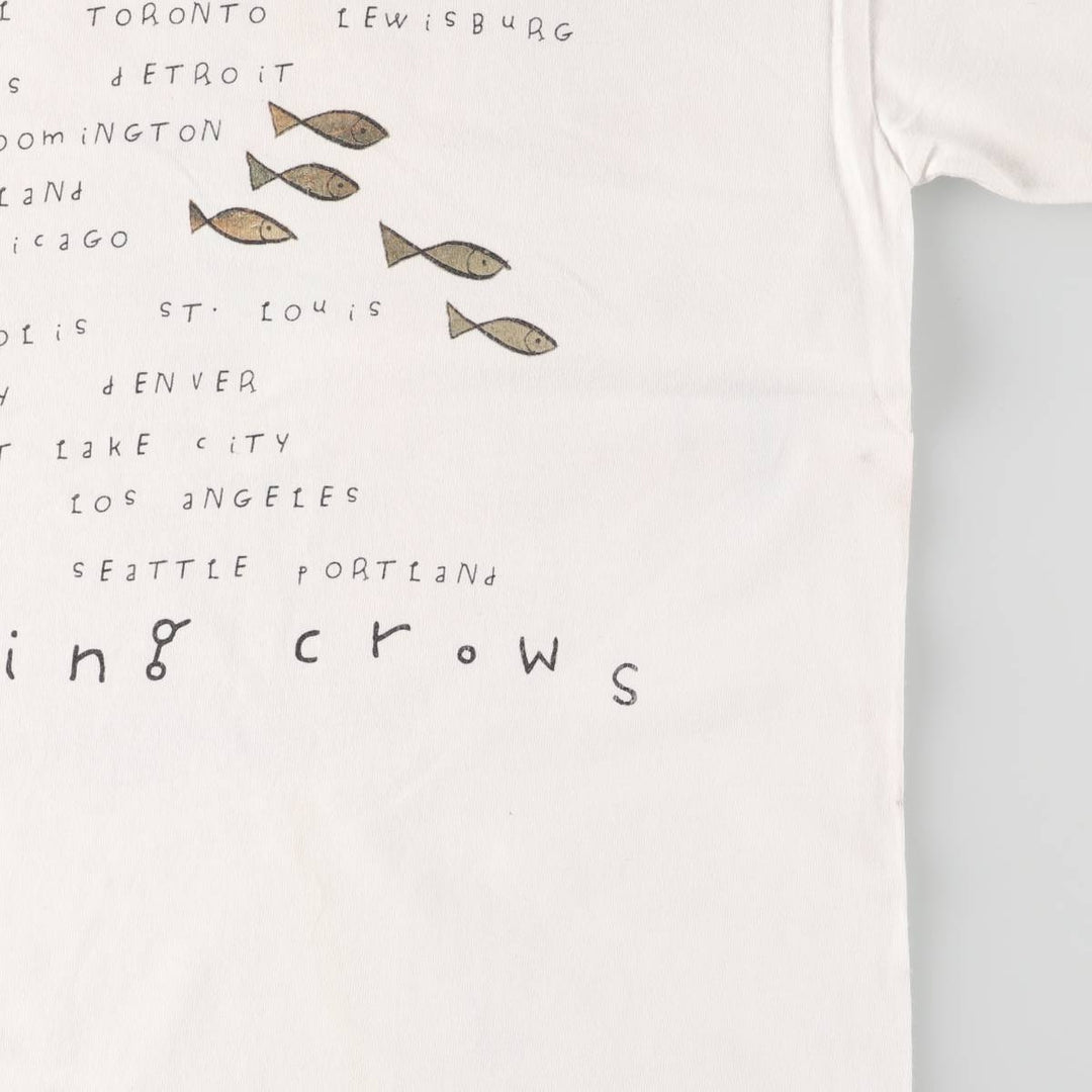 90'S Tartex Counting Crows Band T-shirt, Band Tee, Men's M size, Vintage cotton white type Vintage Second Hand