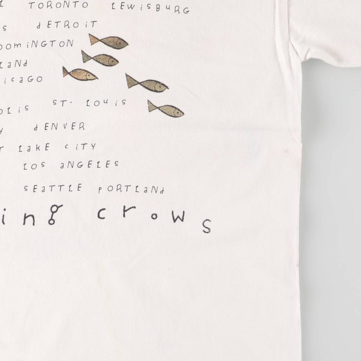 90'S Tartex Counting Crows Band T-shirt, Band Tee, Men's M size, Vintage cotton white type Vintage Second Hand