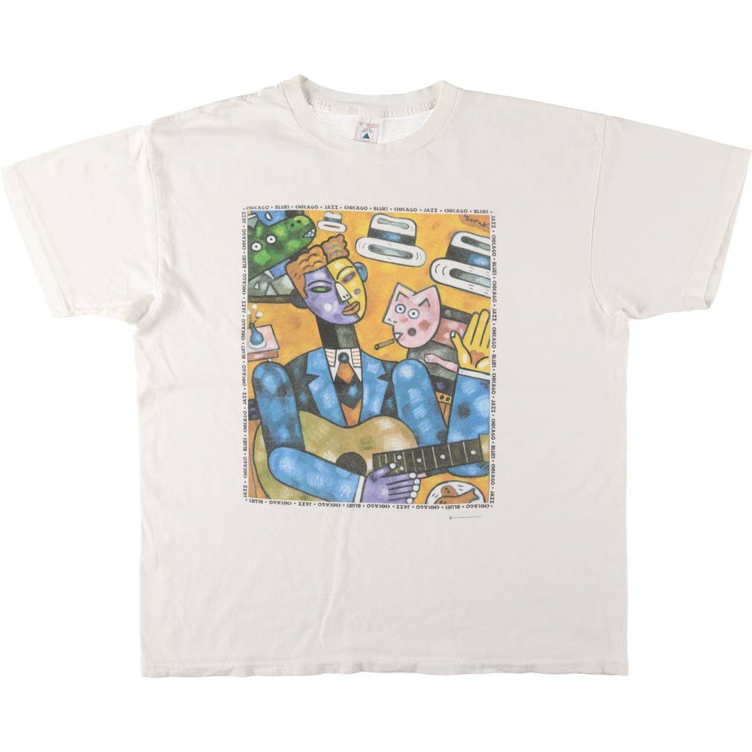 Vintage 90'S Delta Chicago Blues Festival Printed T-Shirt, Men's XL cotton white type Vintage Second Hand