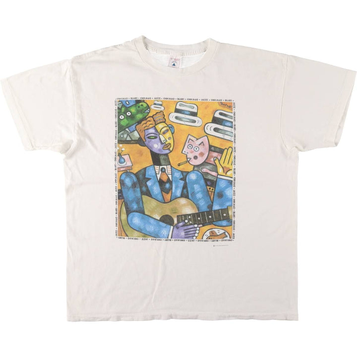 Vintage 90'S Delta Chicago Blues Festival Printed T-Shirt, Men's XL cotton white type Vintage Second Hand