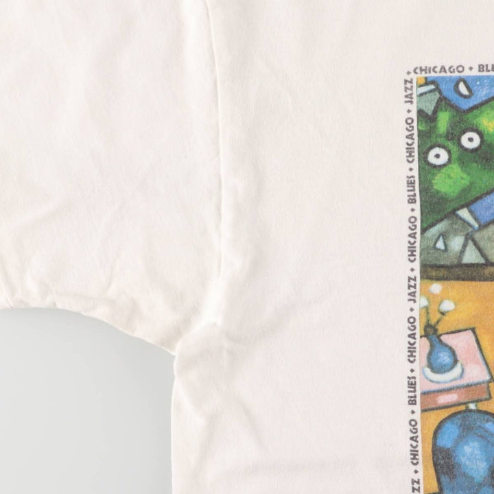 Vintage 90'S Delta Chicago Blues Festival Printed T-Shirt, Men's XL cotton white type Vintage Second Hand