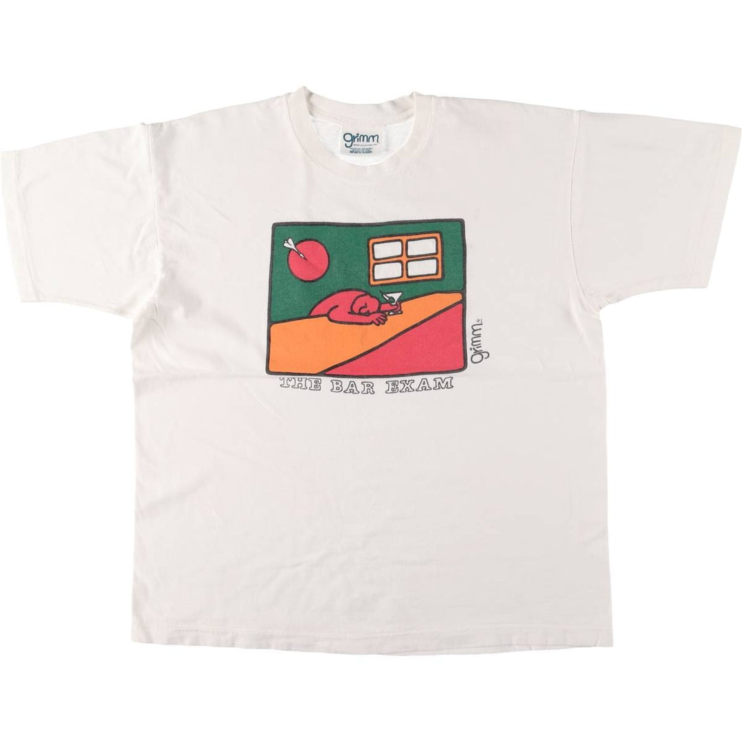 GRIMM Printed T-shirt Made in Canada Men's Size L Vintage cotton white type Vintage Second Hand