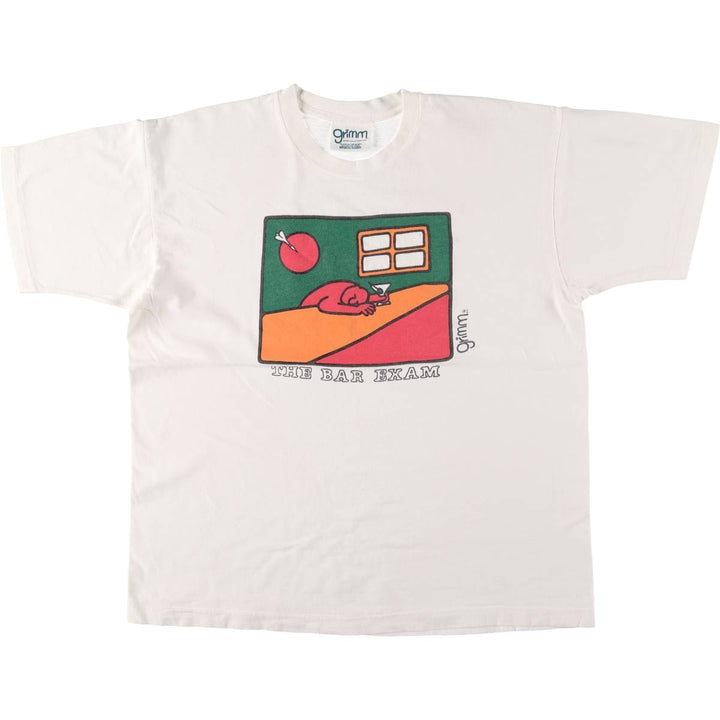 GRIMM Printed T-shirt Made in Canada Men's Size L Vintage cotton white type Vintage Second Hand