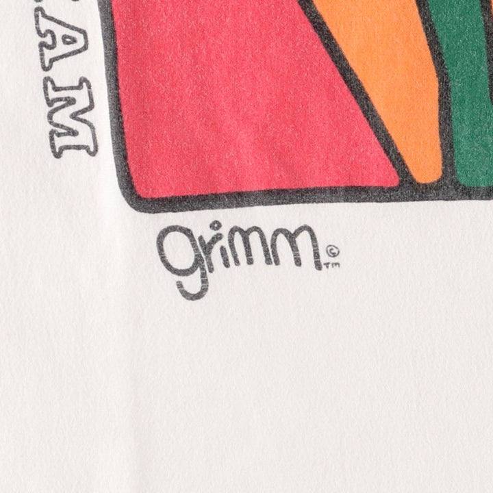 GRIMM Printed T-shirt Made in Canada Men's Size L Vintage cotton white type Vintage Second Hand