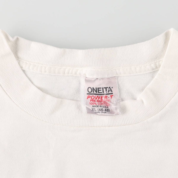ONEITA Message Print T-Shirt Made in USA Men's XL Vintage cotton white type Vintage Second Hand