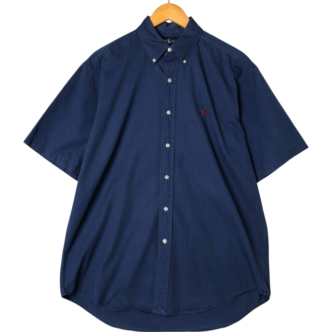 Ralph Lauren BLAKE short sleeve button down shirt, men's size M cotton navy blue type Vintage Second Hand