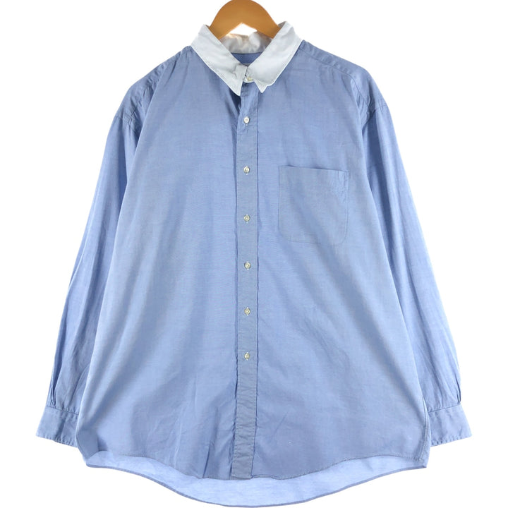 Brooks Brothers MAKERS Tab collar clerical shirt, long sleeve cotton shirt, made in the USA, men's XL size cotton Blue type light blue Vintage Second Hand