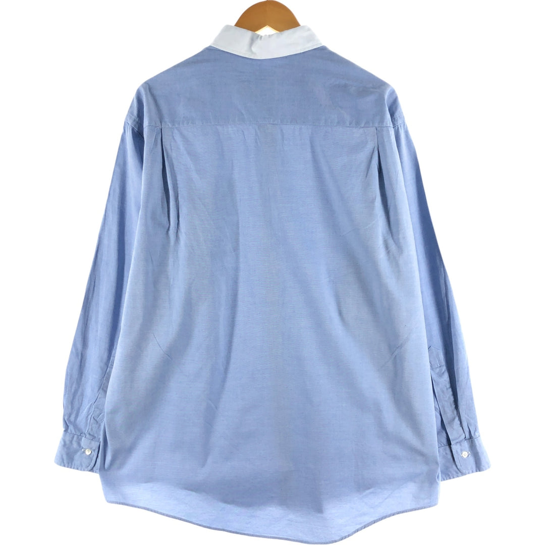 Brooks Brothers MAKERS Tab collar clerical shirt, long sleeve cotton shirt, made in the USA, men's XL size cotton Blue type light blue Vintage Second Hand