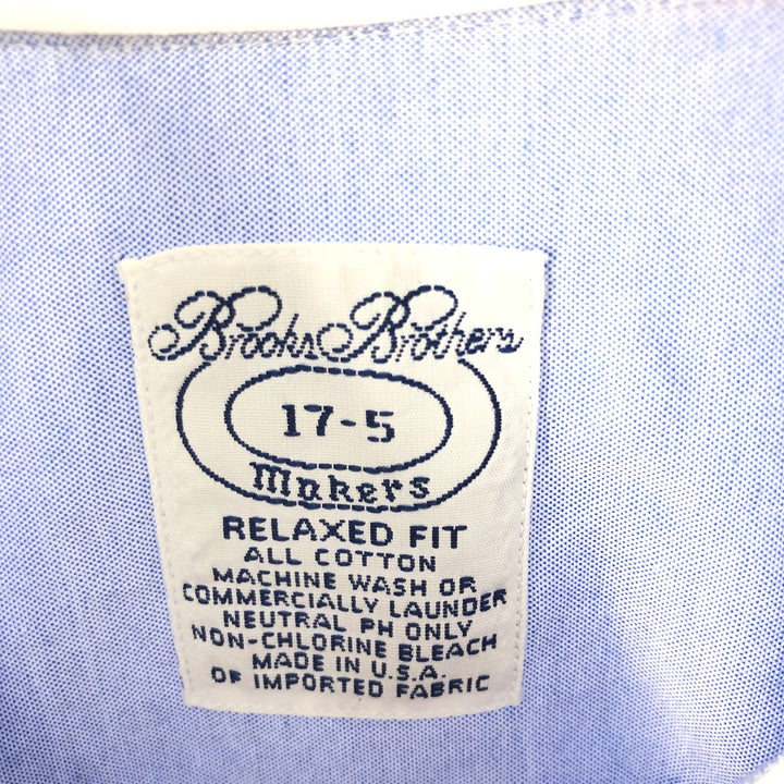 Brooks Brothers MAKERS Tab collar clerical shirt, long sleeve cotton shirt, made in the USA, men's XL size cotton Blue type light blue Vintage Second Hand