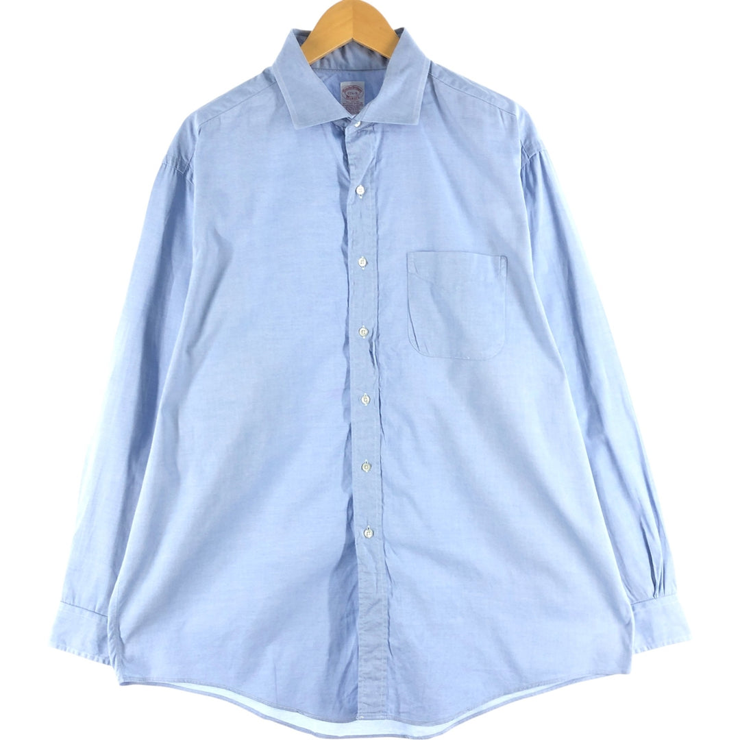 80s-90'S Brooks Brothers MAKERS Wide Collar Long Sleeve Cotton Shirt Made in USA Men's XL cotton Blue type light blue Vintage Second Hand