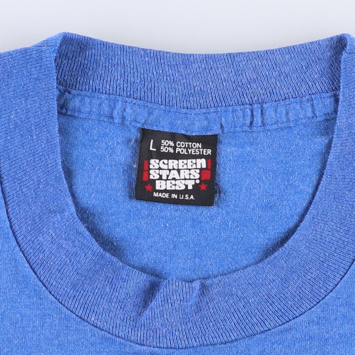 90'S SCREEN STARS Message Print T-Shirt Made in USA Men's L Size Vintage cotton blue type Vintage Second Hand