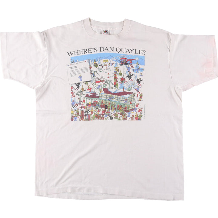 90'S Fruit of the Loom Parody Print T-Shirt Made in USA Men's XL Vintage cotton white type Vintage Second Hand