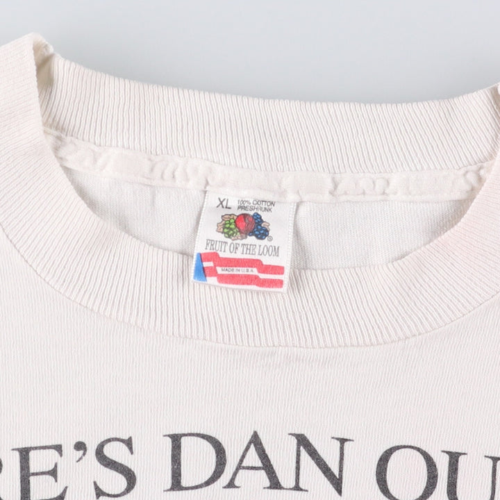 90'S Fruit of the Loom Parody Print T-Shirt Made in USA Men's XL Vintage cotton white type Vintage Second Hand