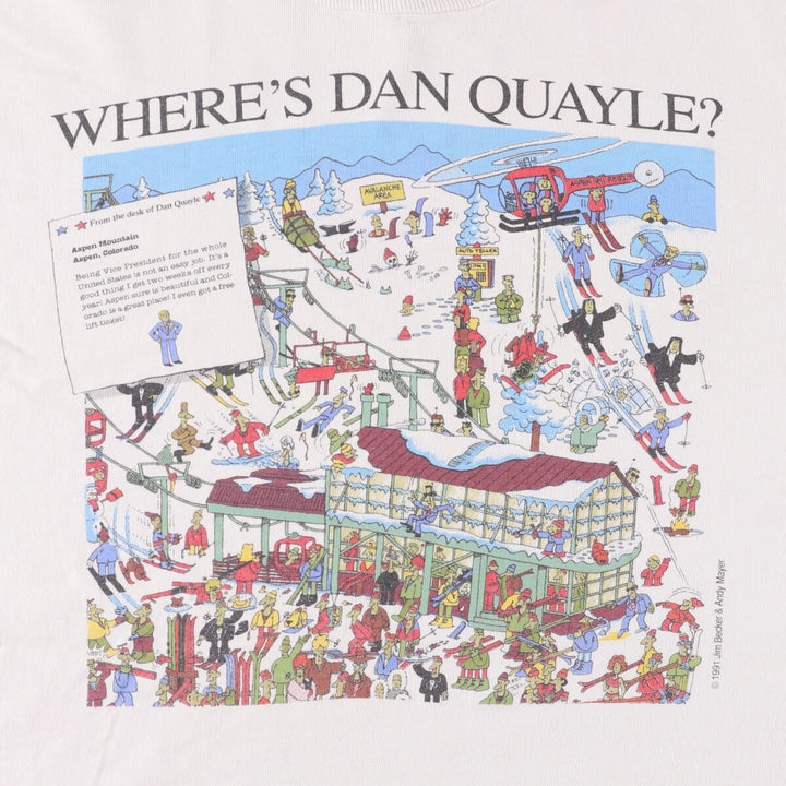 90'S Fruit of the Loom Parody Print T-Shirt Made in USA Men's XL Vintage cotton white type Vintage Second Hand