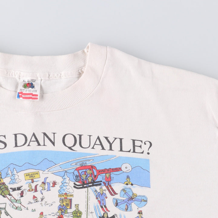 90'S Fruit of the Loom Parody Print T-Shirt Made in USA Men's XL Vintage cotton white type Vintage Second Hand