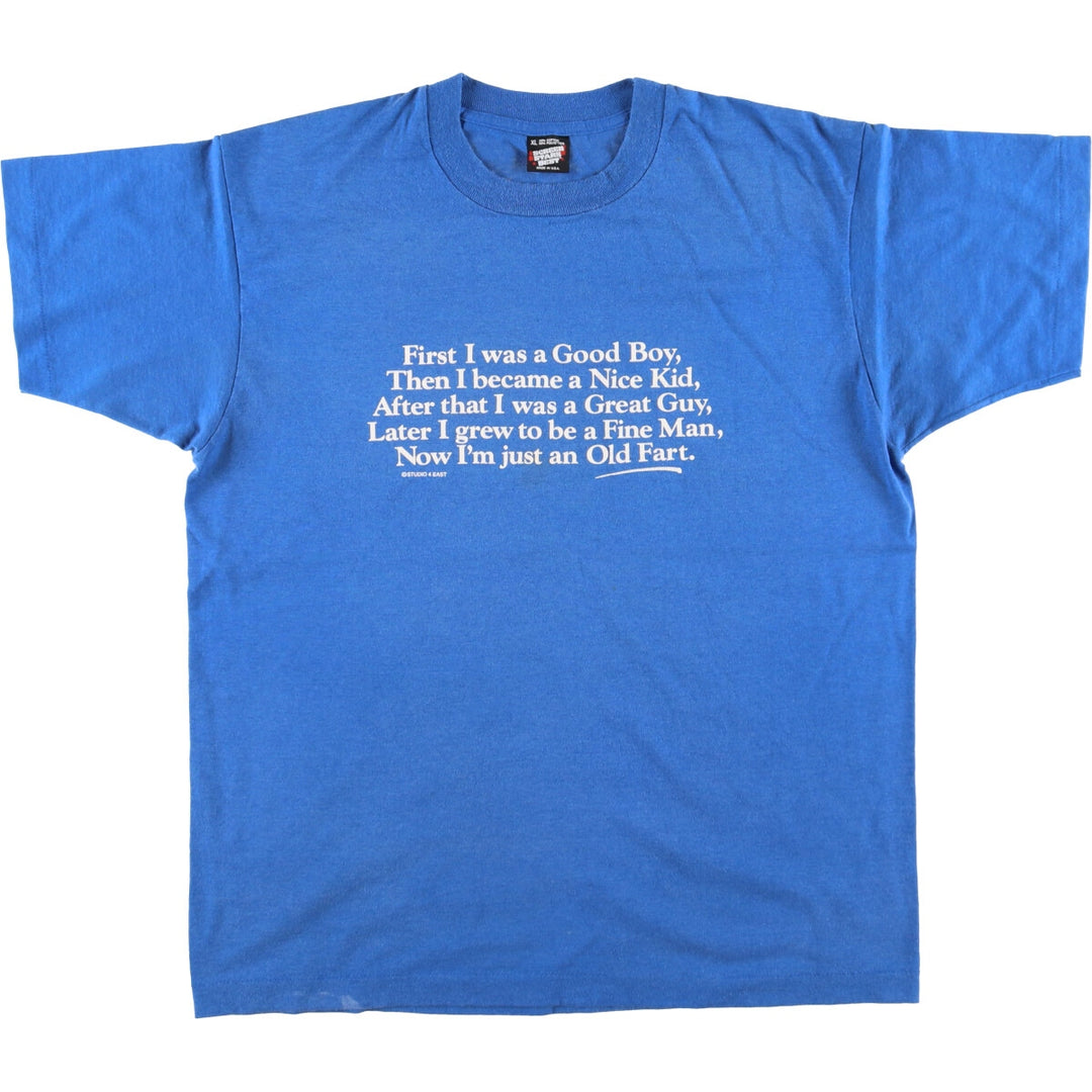 90'S SCREEN STARS Printed T-shirt Made in USA Men's XL Vintage cotton blue type Vintage Second Hand