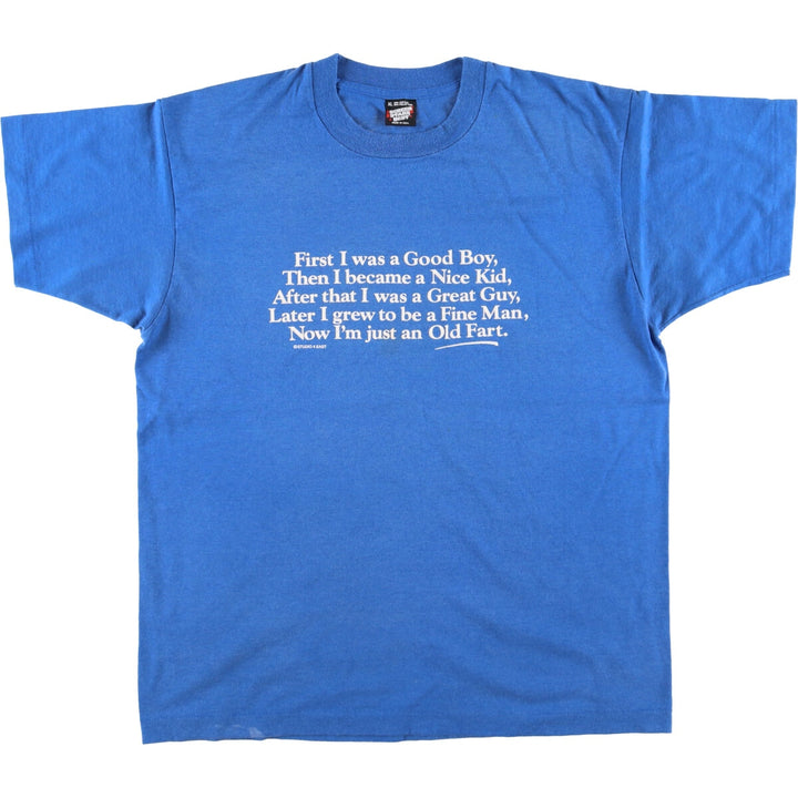 90'S SCREEN STARS Printed T-shirt Made in USA Men's XL Vintage cotton blue type Vintage Second Hand