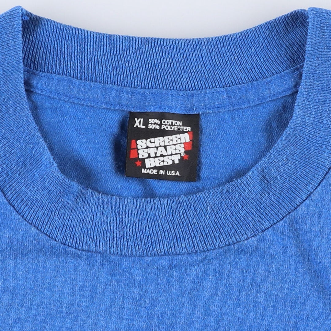 90'S SCREEN STARS Printed T-shirt Made in USA Men's XL Vintage cotton blue type Vintage Second Hand
