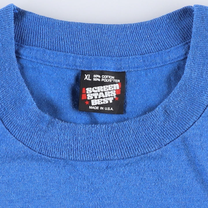 90'S SCREEN STARS Printed T-shirt Made in USA Men's XL Vintage cotton blue type Vintage Second Hand