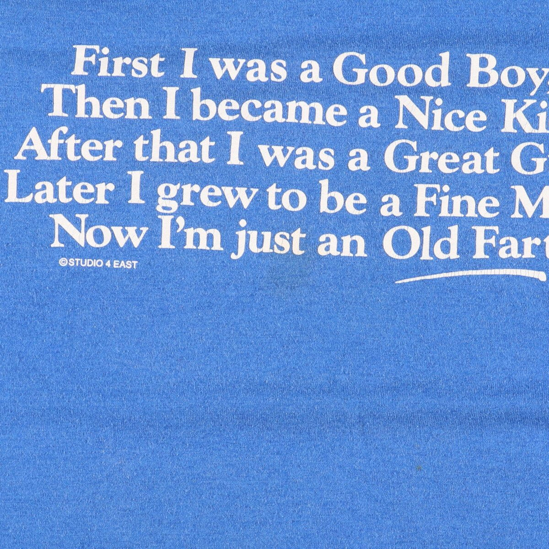 90'S SCREEN STARS Printed T-shirt Made in USA Men's XL Vintage cotton blue type Vintage Second Hand