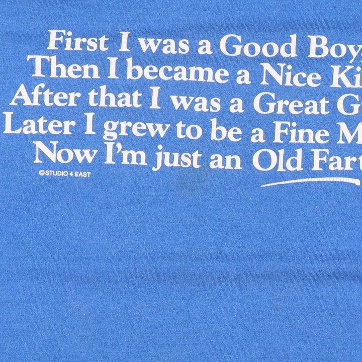 90'S SCREEN STARS Printed T-shirt Made in USA Men's XL Vintage cotton blue type Vintage Second Hand