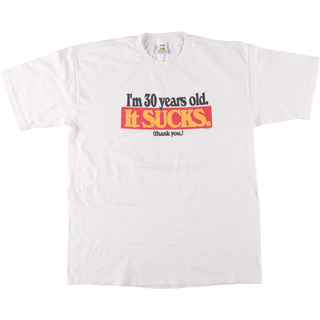 90'S Vintage HIGH COTTON, INC. Message Print T-Shirt, Made in USA, Men's Size L cotton white type Vintage Second Hand