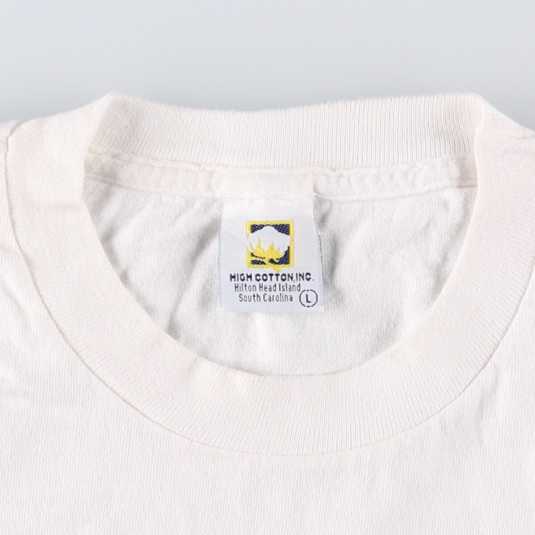 90'S Vintage HIGH COTTON, INC. Message Print T-Shirt, Made in USA, Men's Size L cotton white type Vintage Second Hand