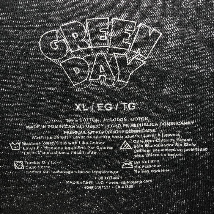 GREEN DAY Green Day Band T-shirt Band T Men's XL size cotton black type Vintage Second Hand