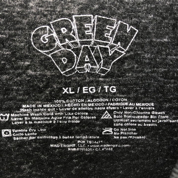 GREEN DAY Green Day Band T-shirt Band T Men's XL size cotton black type Vintage Second Hand