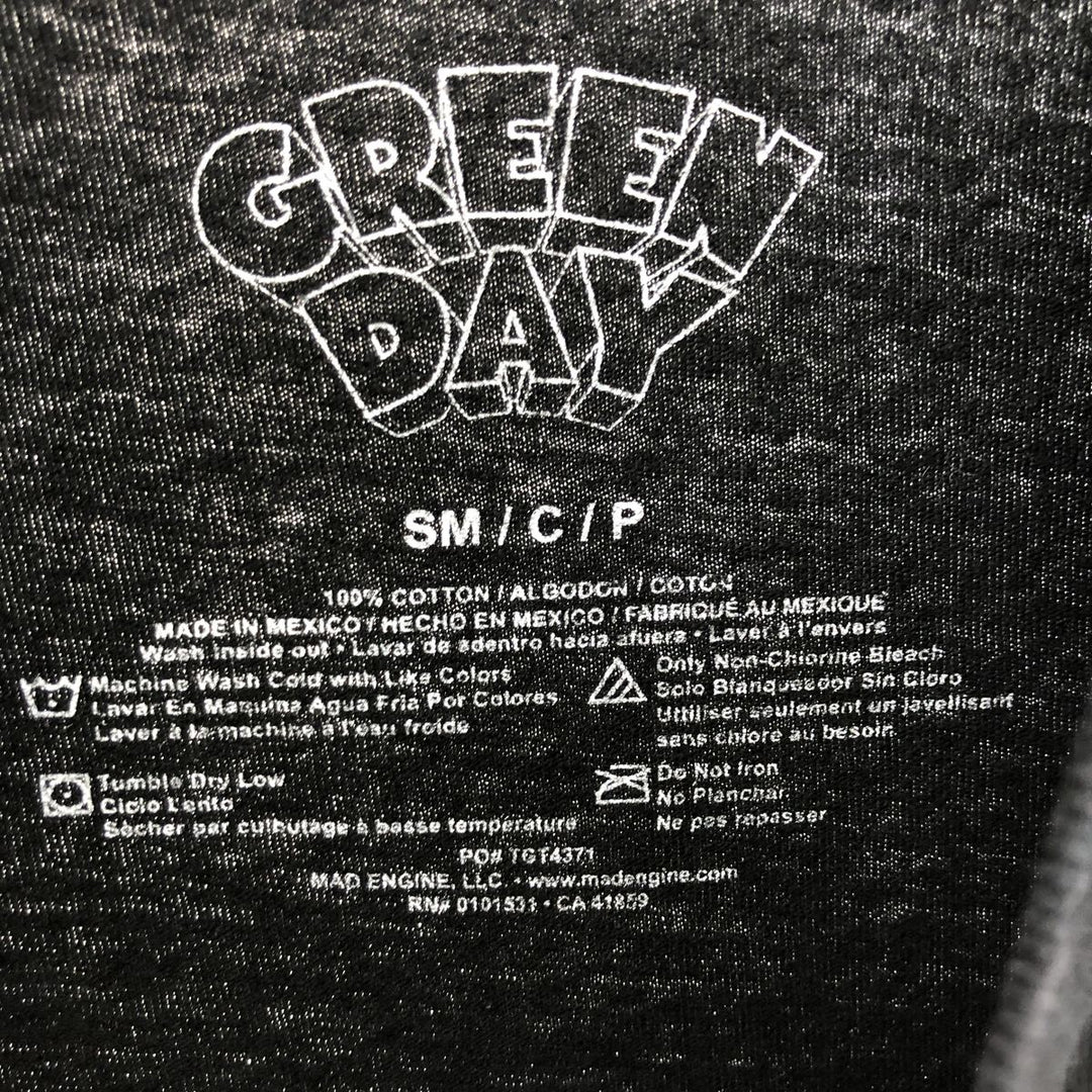 GREEN DAY Green Day Band T-shirt Band T Men's S size cotton black type Vintage Second Hand