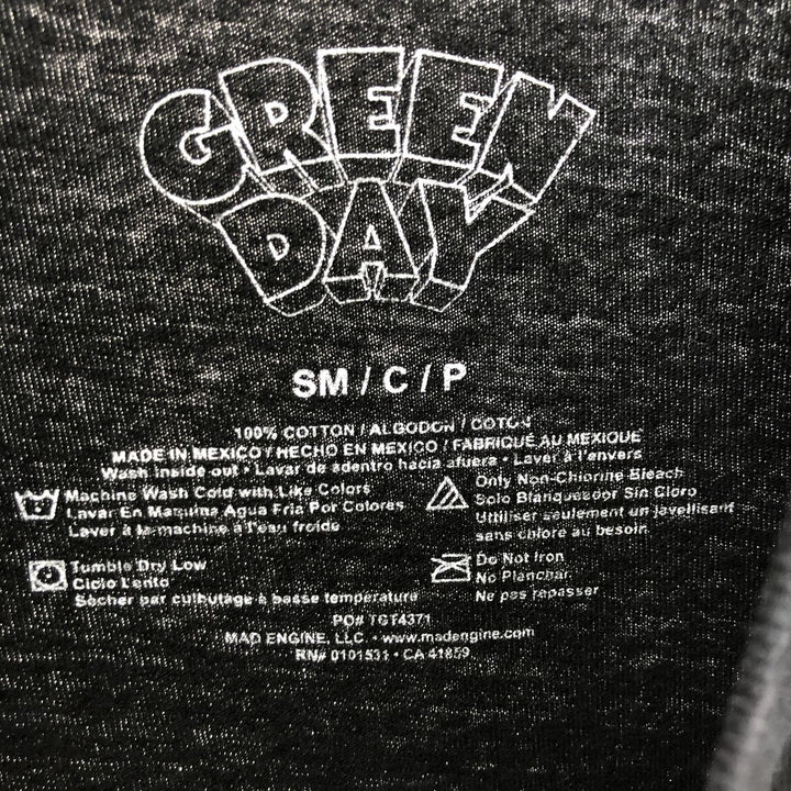 GREEN DAY Green Day Band T-shirt Band T Men's S size cotton black type Vintage Second Hand