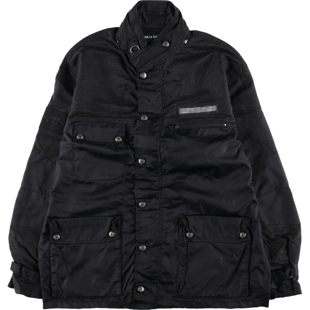 90'S Ralph Lauren POLO SPORT Polo Sport Polo Sports Nylon Jacket Motorcycle Jacket Men's M size Nylon black type Vintage Second Hand