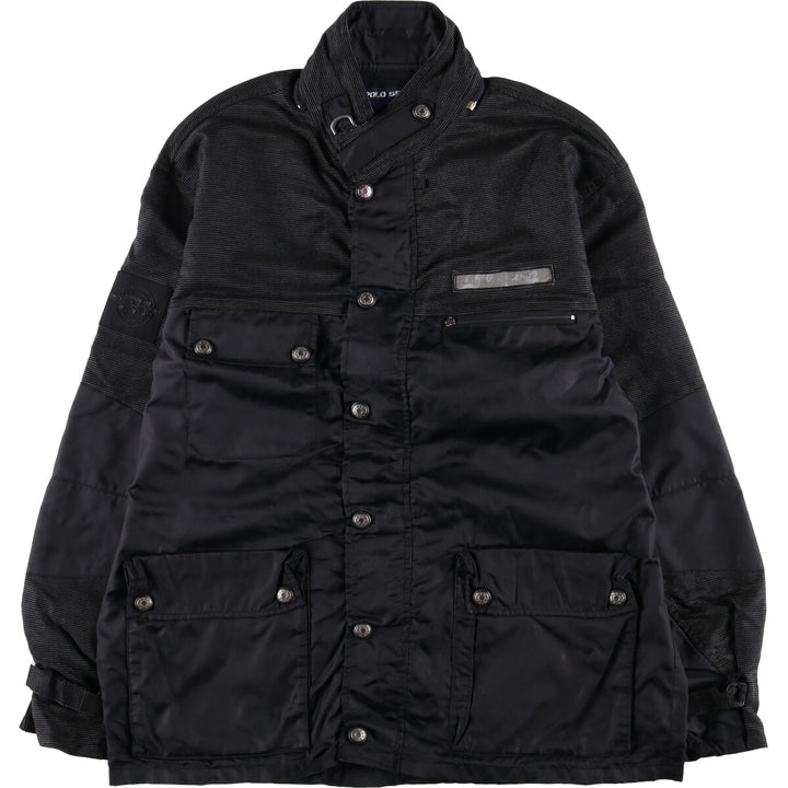 90'S Ralph Lauren POLO SPORT Polo Sport Polo Sports Nylon Jacket Motorcycle Jacket Men's M size Nylon black type Vintage Second Hand