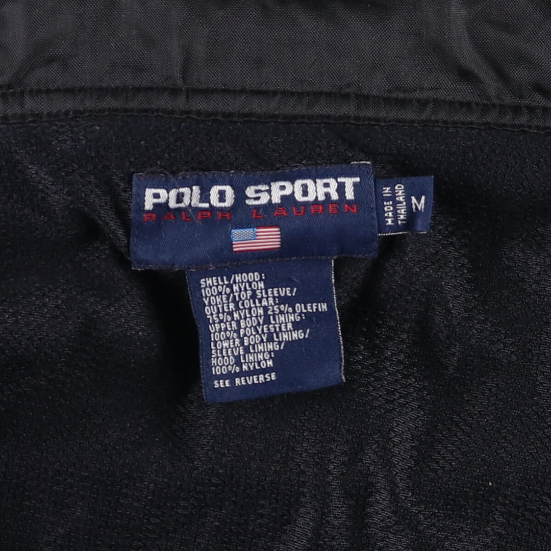 90'S Ralph Lauren POLO SPORT Polo Sport Polo Sports Nylon Jacket Motorcycle Jacket Men's M size Nylon black type Vintage Second Hand