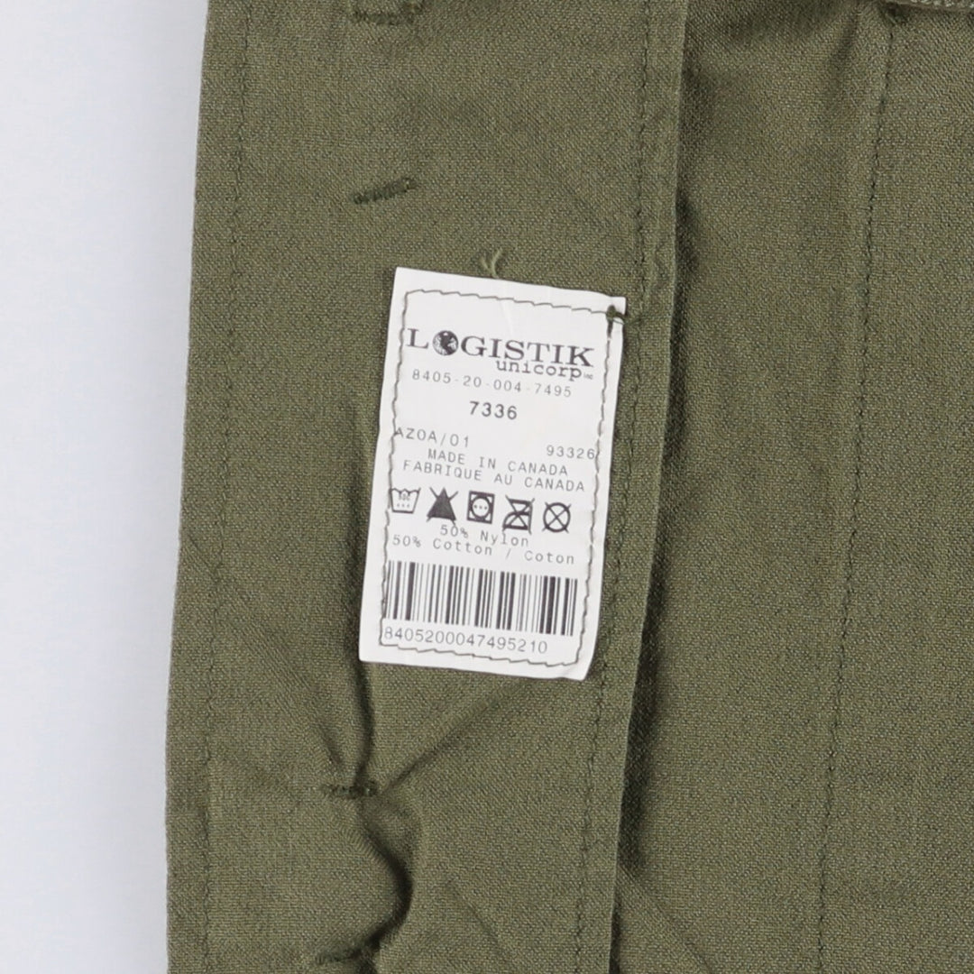 LOGISTIK Military Field Jacket Made in Canada Men's L size Nylon Khaki type Vintage Second Hand